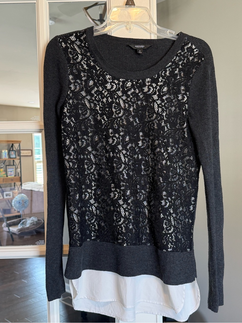 Lace Front Layered Hem Sweater Top